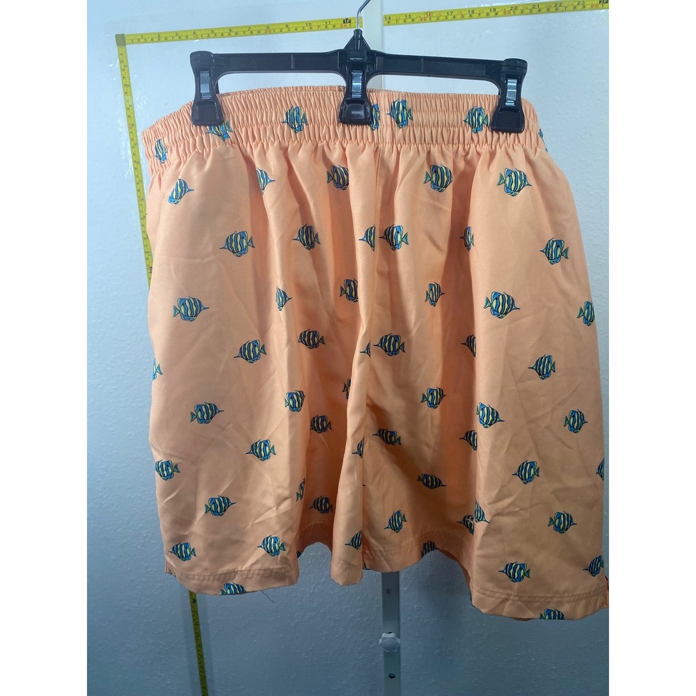 Caribbean Roundtree & Yorke Mens 2XB Peach Tropical Fish Swim Trunks Shorts